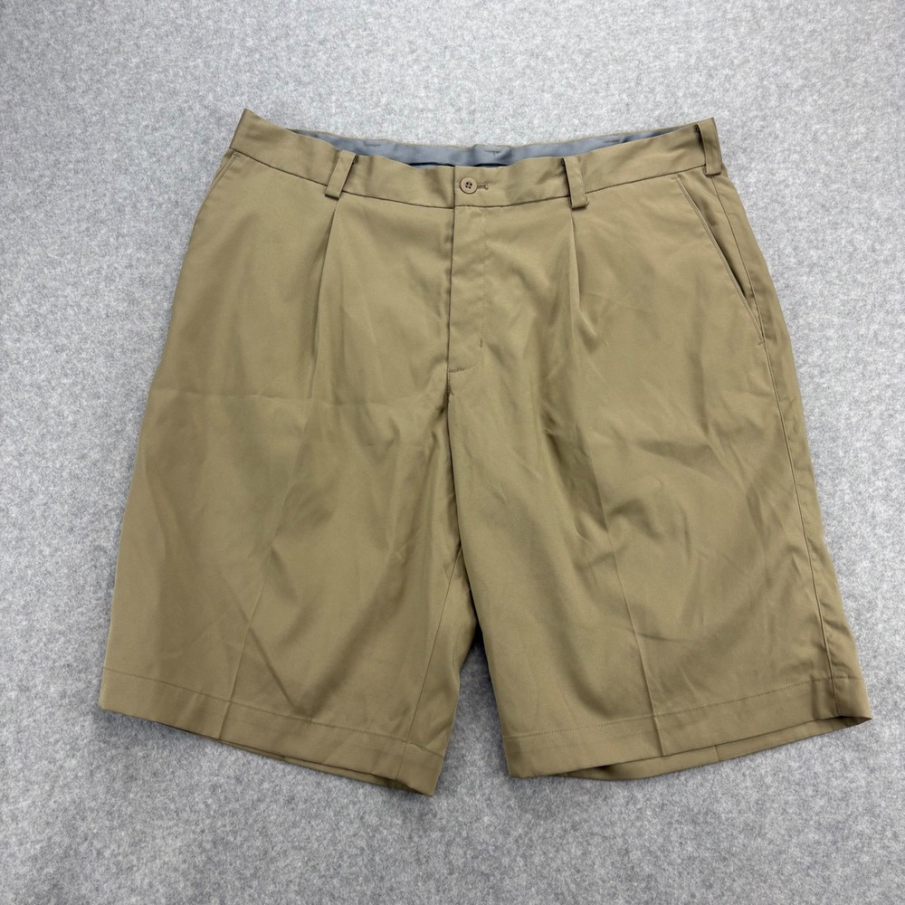 Nike Golf Pleated Shorts Mens‎ 35 Tan Khaki Dri-Fit Tour Performance Classic